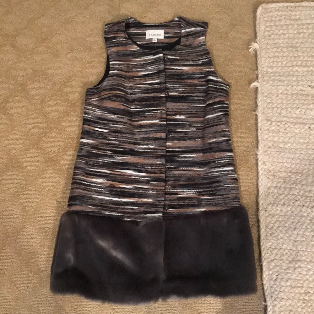 Tweed fur hem vest dress